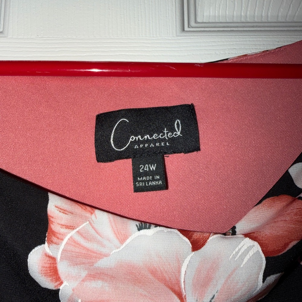 Connected Apparel Black and Pink Floral Dress - Picture 3 of 4